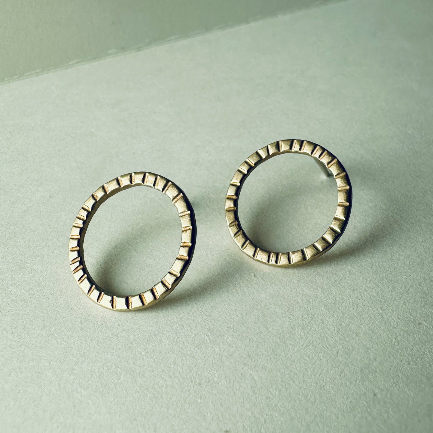 Brass Circle Post Earrings - Medium