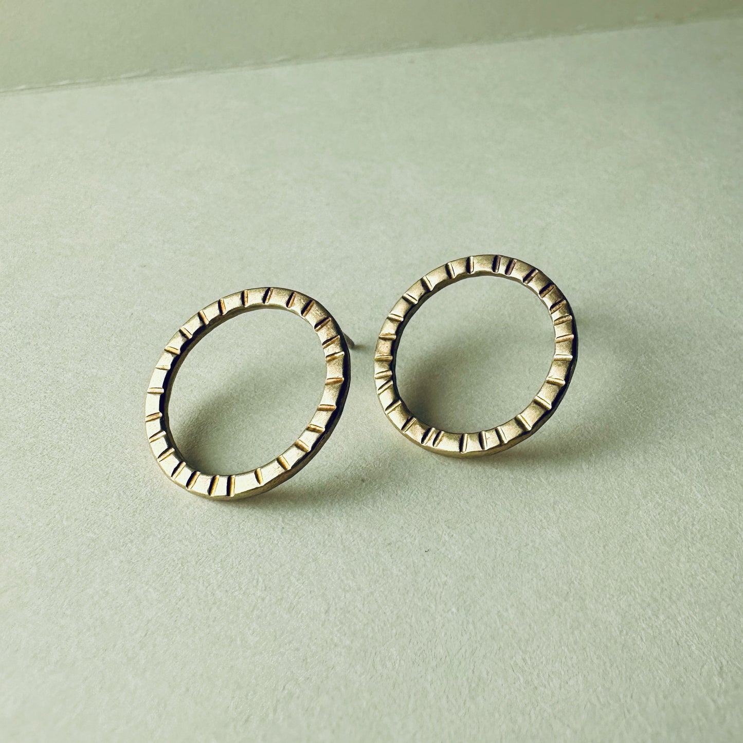 Brass Circle Post Earrings - Medium