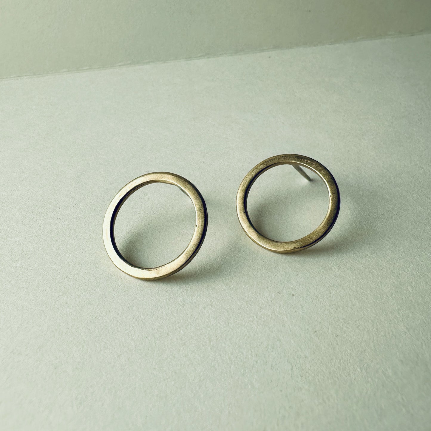 Brass Circle Post Earrings - Medium