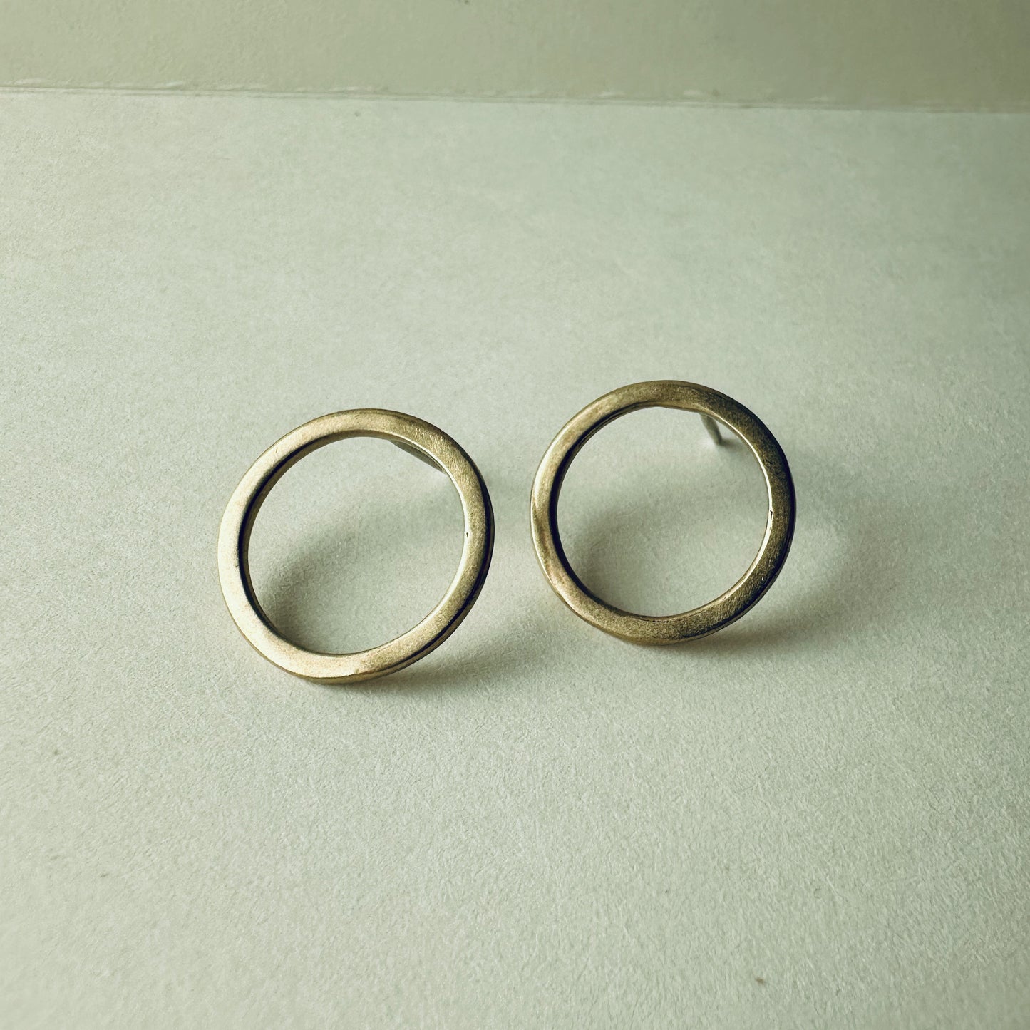 Brass Circle Post Earrings - Medium