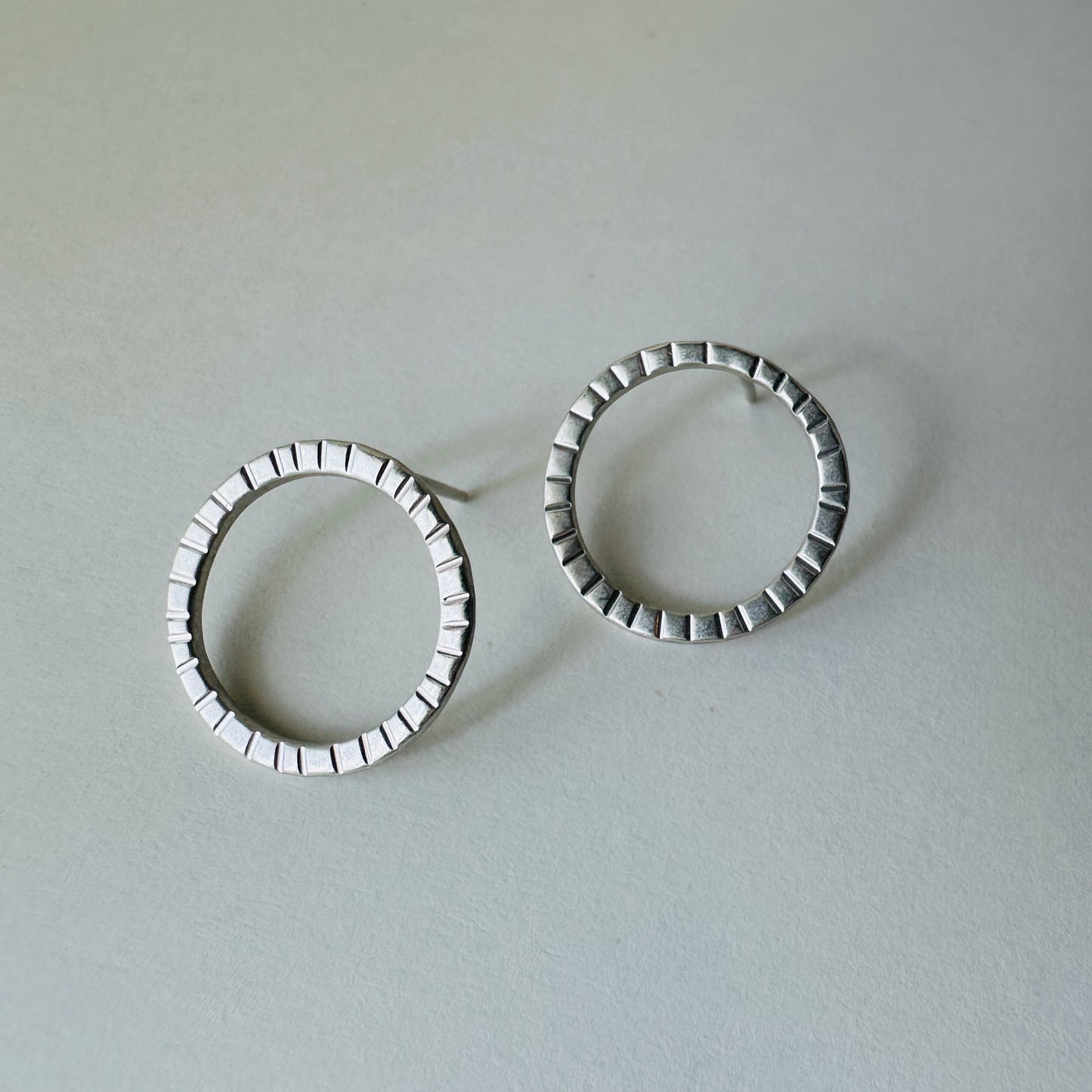 Silver Circle Post Earrings - Medium