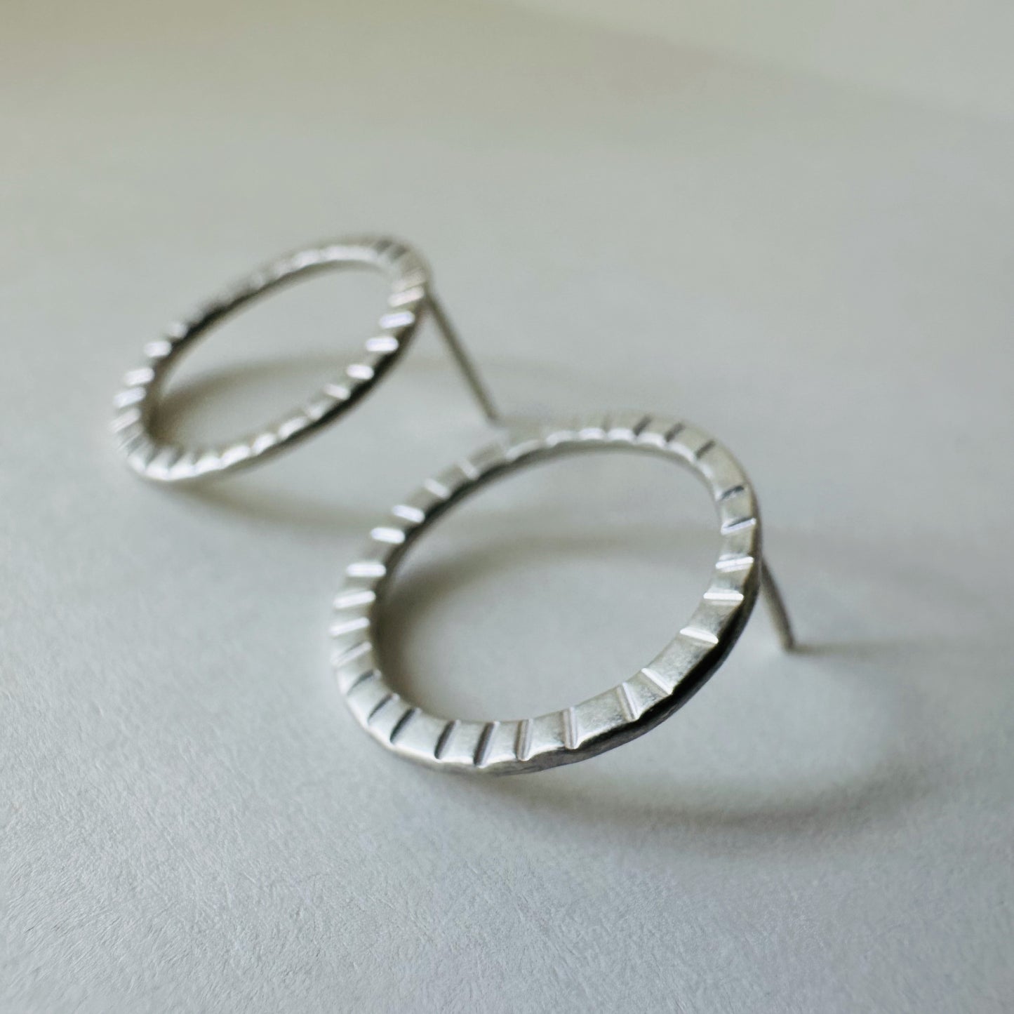 Silver Circle Post Earrings - Medium