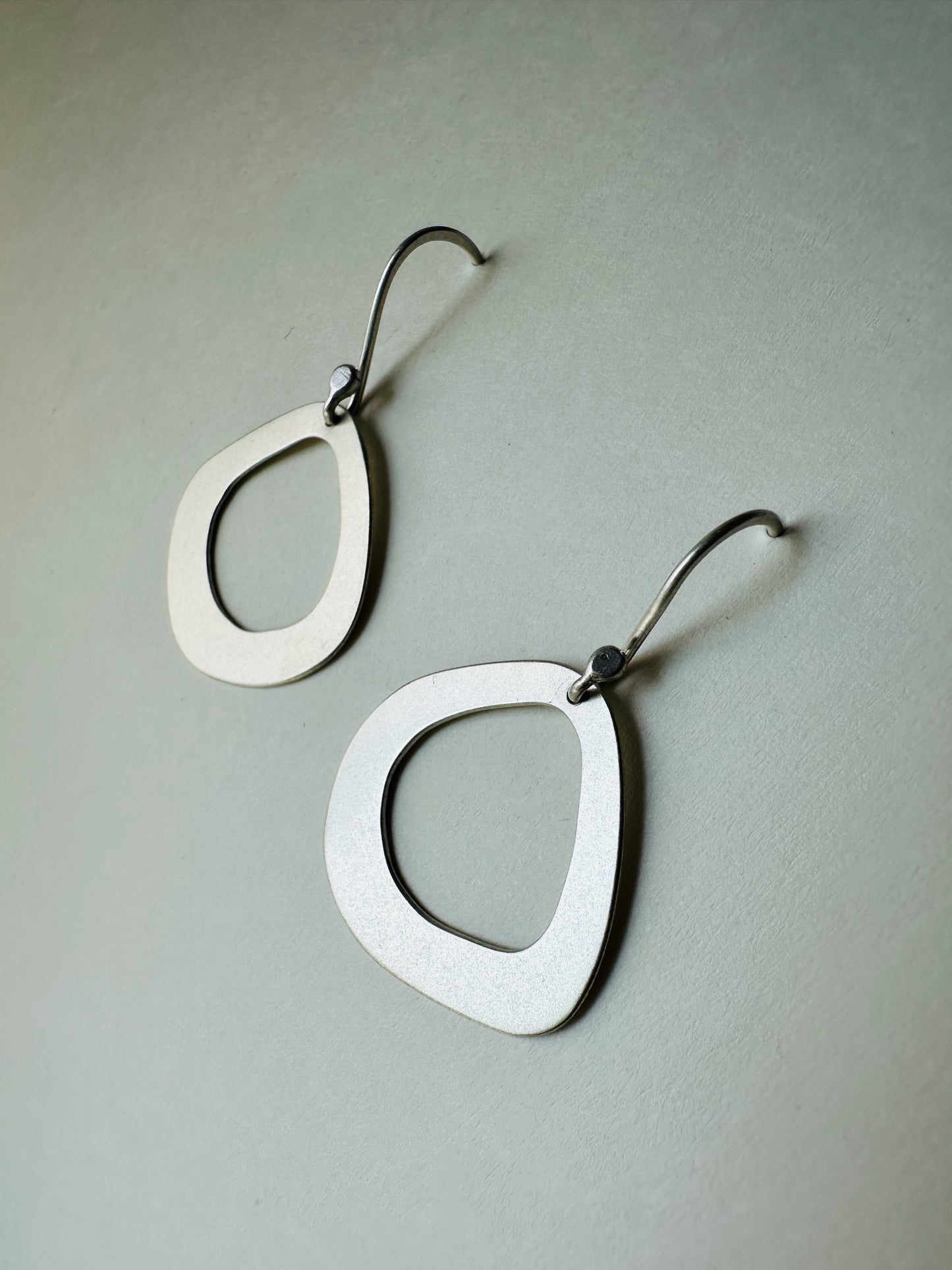 Silver Open Pebble Earrings - No. 1