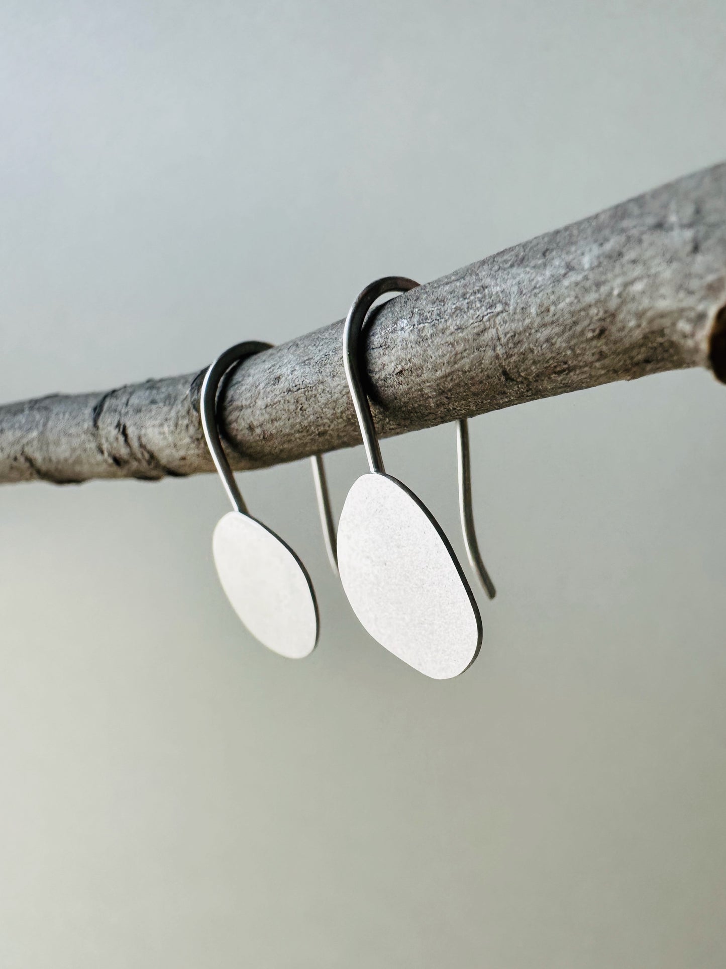 Silver Pebble Threader Earrings - Small