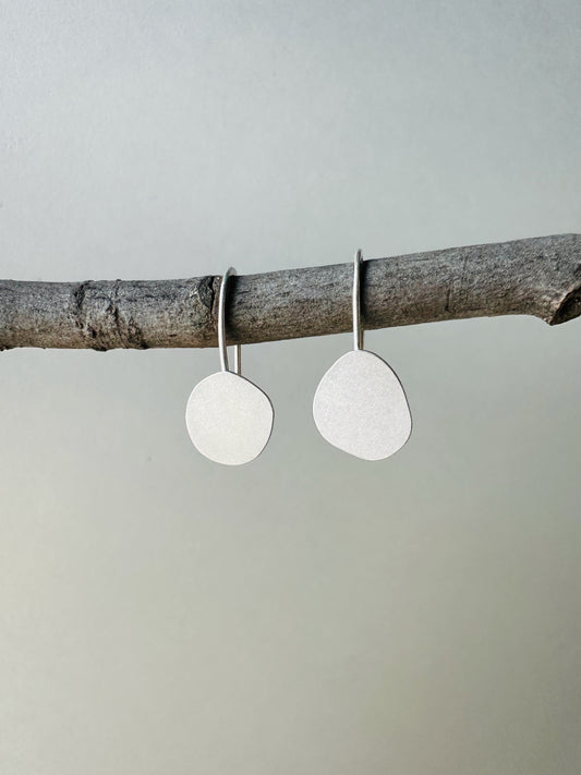 Silver Pebble Threader Earrings - Small