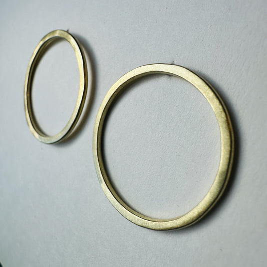 Brass Circle Post Earrings - Large