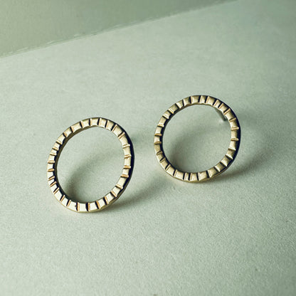 Brass Circle Post Earrings - Medium