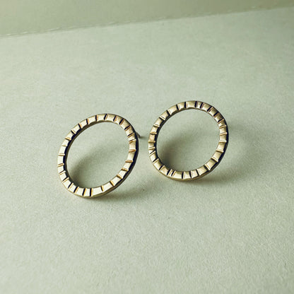 Brass Circle Post Earrings - Medium