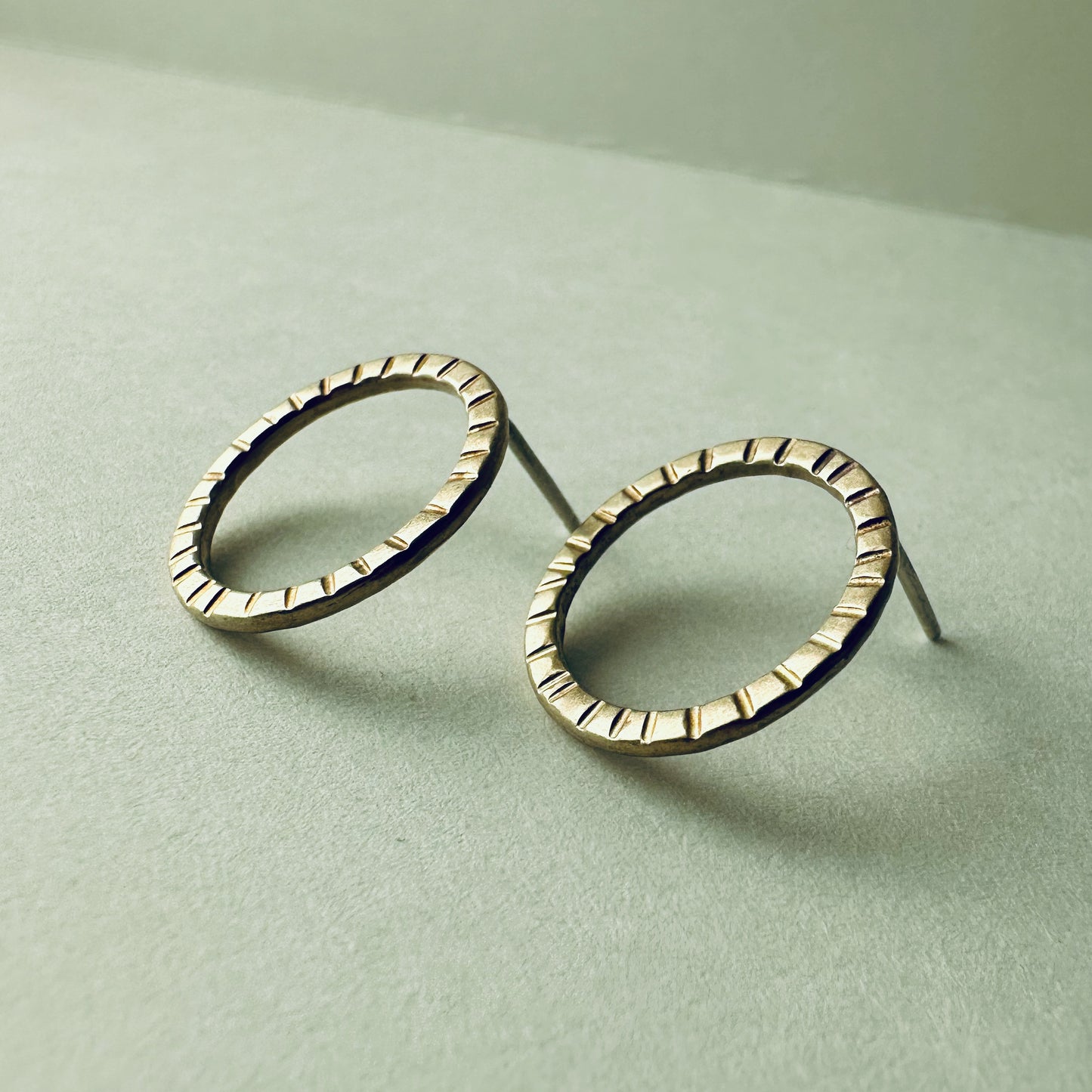 Brass Circle Post Earrings - Medium