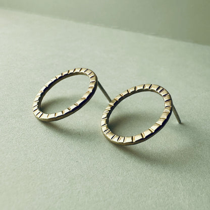 Brass Circle Post Earrings - Medium
