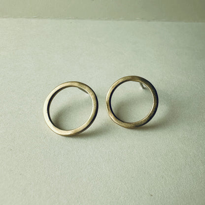 Brass Circle Post Earrings - Medium