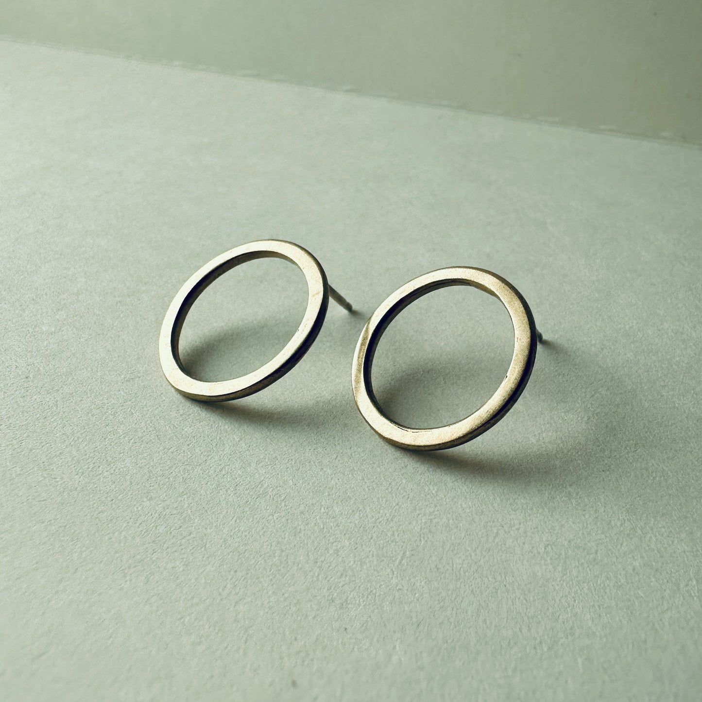 Brass Circle Post Earrings - Medium