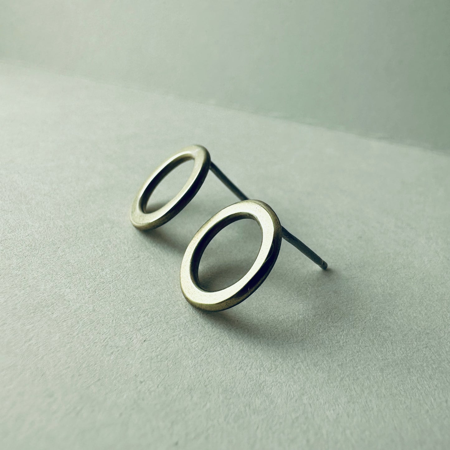 Brass Circle Post Earrings - Small