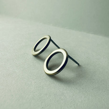 Brass Circle Post Earrings - Small