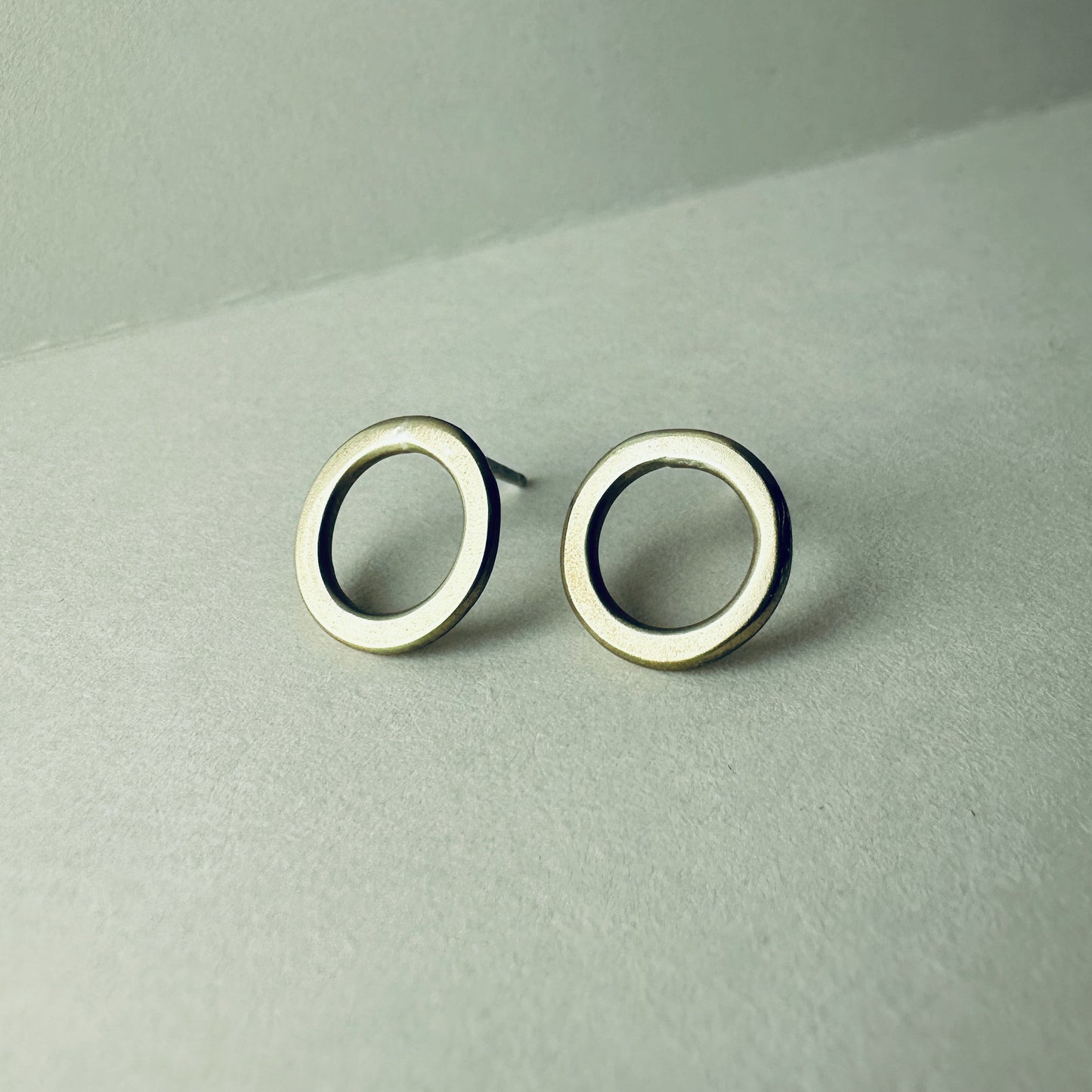 Brass Circle Post Earrings - Small