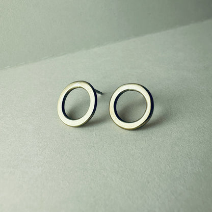 Brass Circle Post Earrings - Small