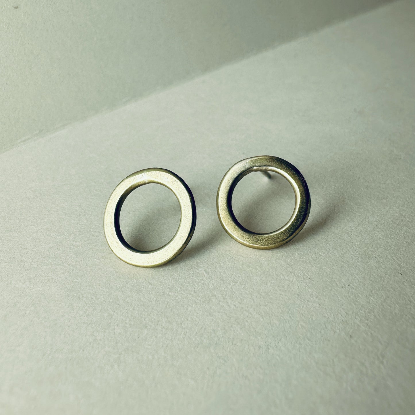 Brass Circle Post Earrings - Small