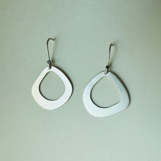 Silver Open Pebble Earrings - No. 1
