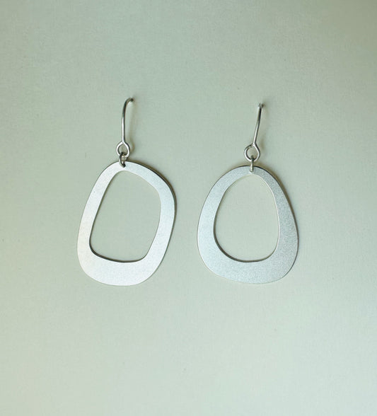 Silver Open Pebble Earrings - No. 3