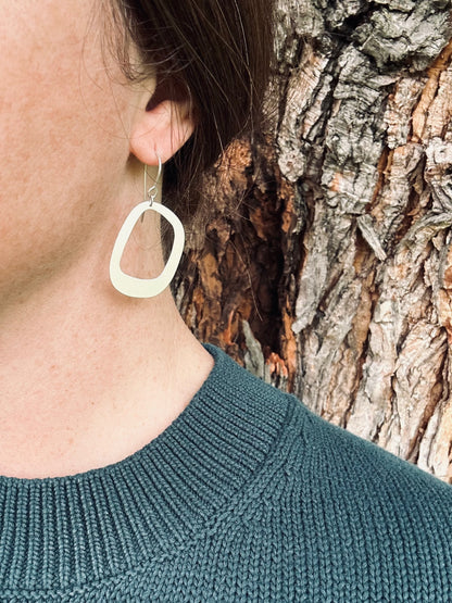 Silver Open Pebble Earrings - No. 3